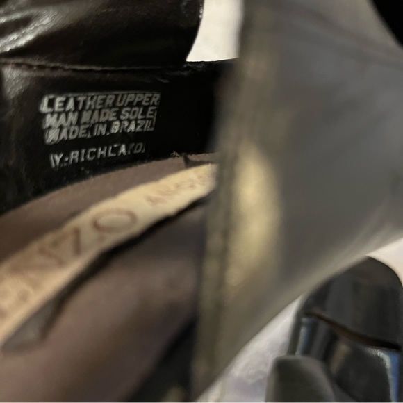 Enzo Angiolini Black Leather Block Heel Open Toe Buckle Closure Sandal 7.5 - Picture 4 of 9